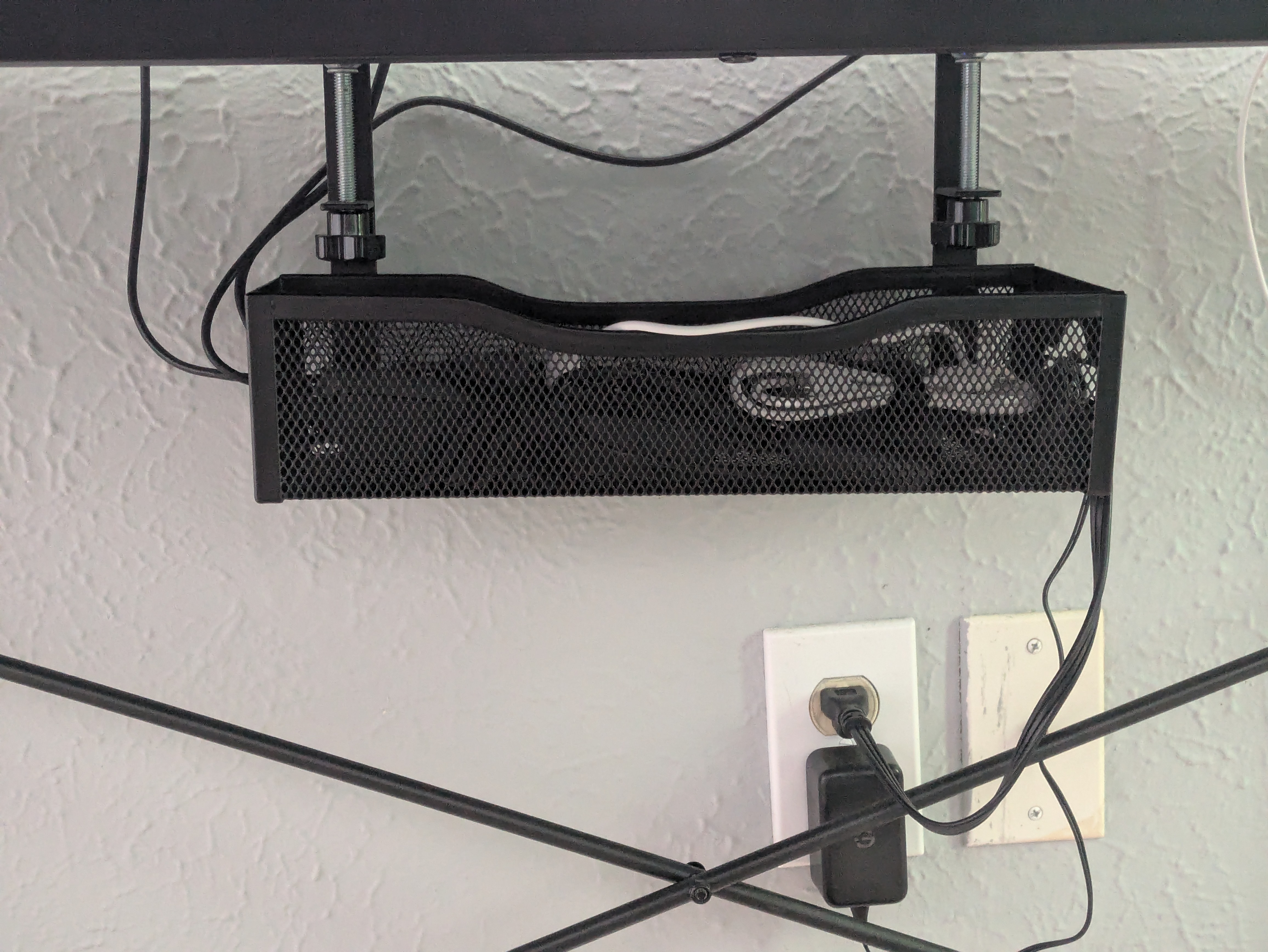 Desk cable management basket