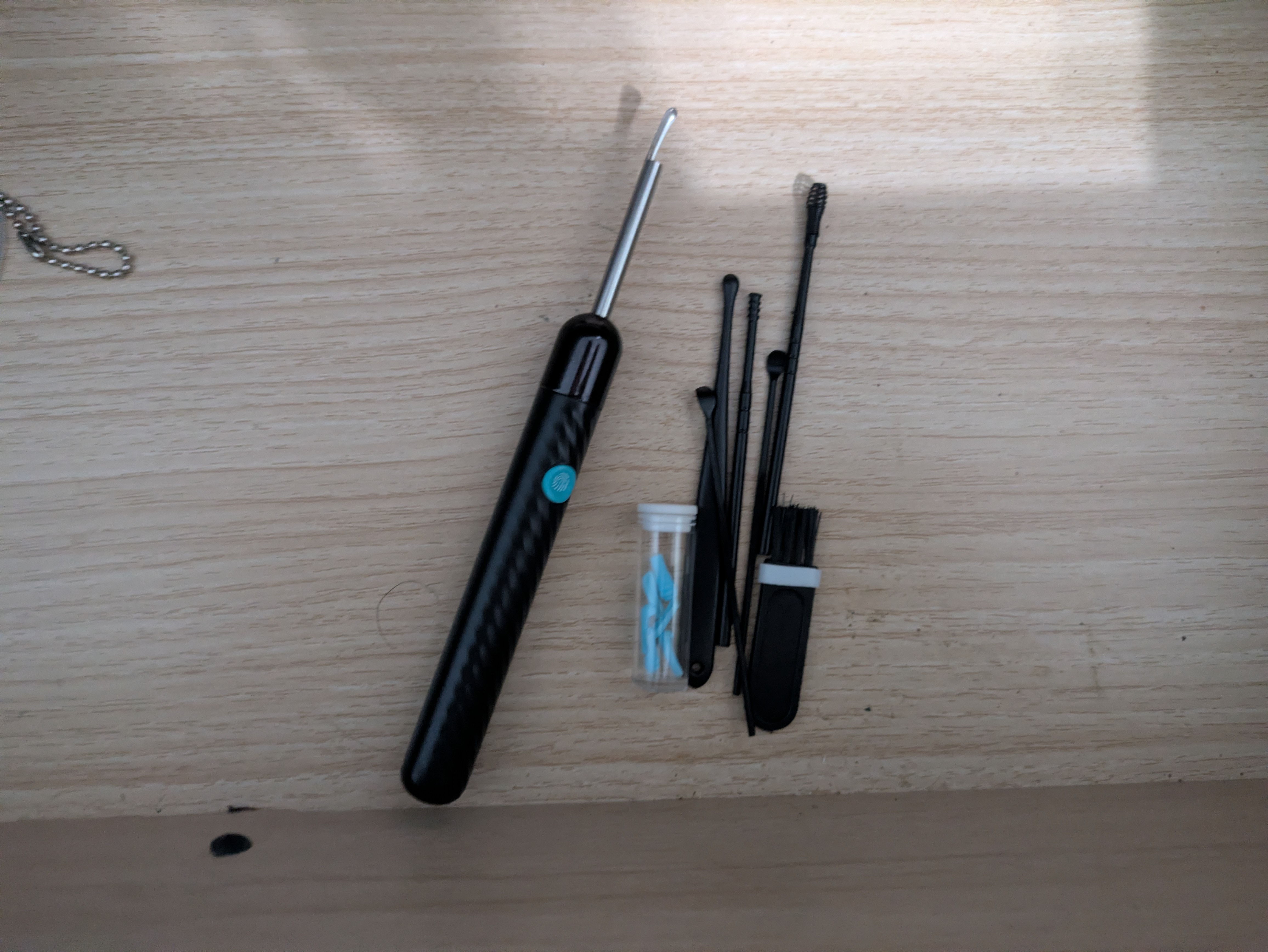 Earwax cleaning kit in a drawer
