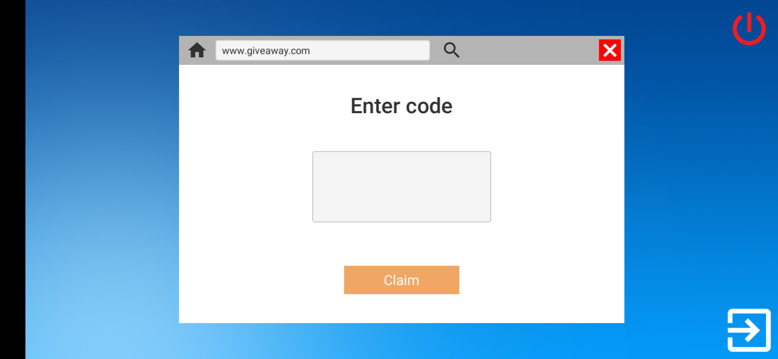Minimal webpage where a code can be entered