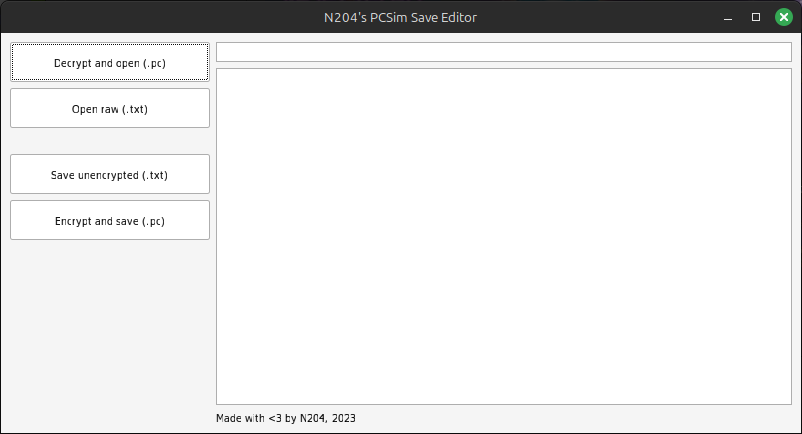 Screenshot of the PC Simulator save editor