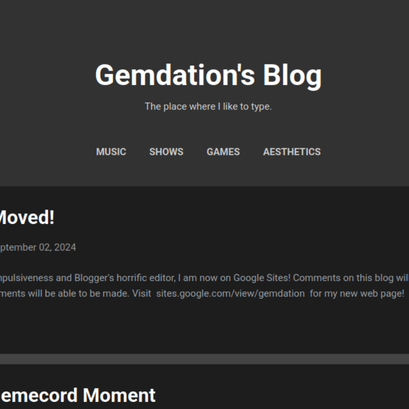 Homepage of the old Gemdation Blogspot