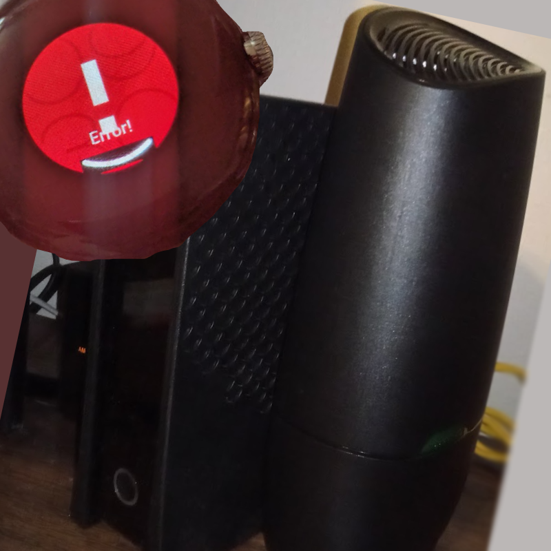 Picture of Spectrum Internet equipment with a Google Pixel Watch error picture overlaid.