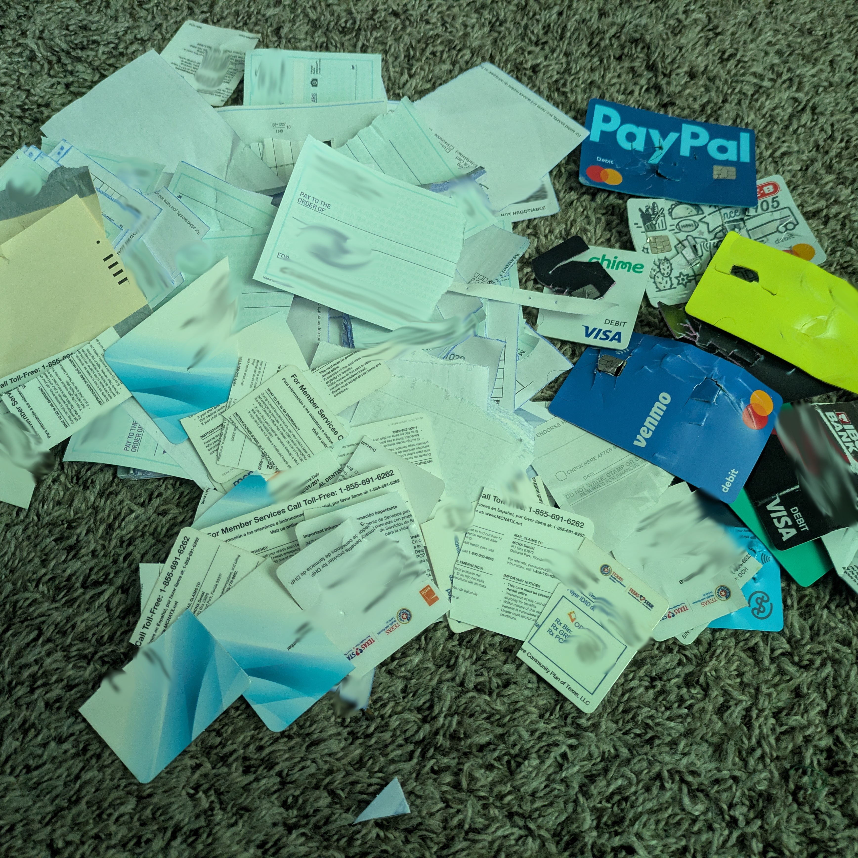 Various destroyed cards