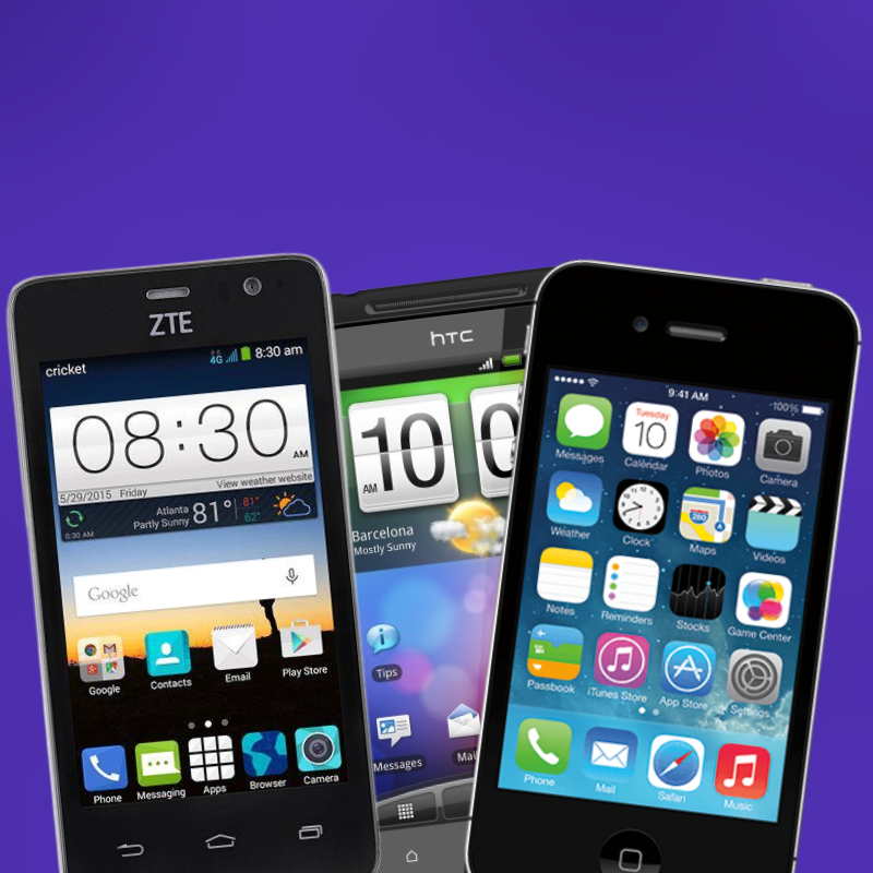 Some old phones, HTC, ZTE, and iPhone.