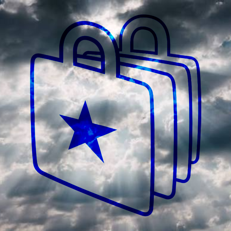 WiiMart bag behind clouds
