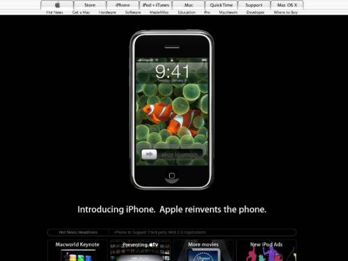 Apple's website a day after the iPhone's launch. (2007)