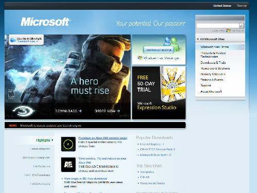 A snapshot of Microsoft.com. (2007)